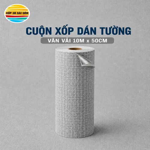 CUỘN XỐP DÁN TƯỜNG VÂN VẢI MÀU XÁM LỢT_9