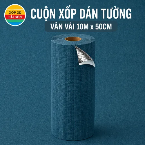 CUỘN XỐP DÁN TƯỜNG VÂN VẢI MÀU XANH BIỂN_10