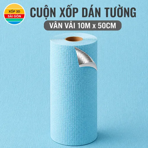 CUỘN XỐP DÁN TƯỜNG VÂN VẢI MÀU XANH TRỜI_12
